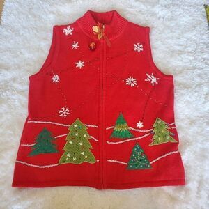 STUDIO JOY Christmas Vest‎ Size Medium Red / Green Hollidays Ugly Sweater